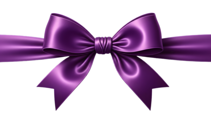Elegant purple satin ribbon bow isolated on a transparent background for design