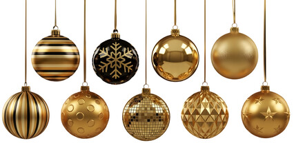 Golden easter eggs hanging against transparent background festive spring holiday decoration