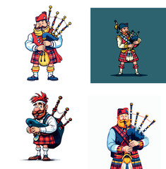 Vsai scottish bagpiper playing traditional celtic music