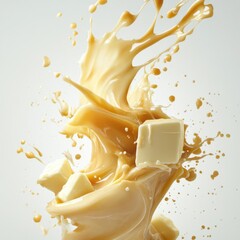 close up of  a milk splash on white background