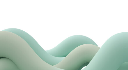 a minimalist 3d render of soft, sinuous, seafoam green curves resembling liquid silk fading into a transparent background with ample copy space, professional abstract design concept