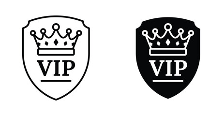 VIP icon. Line with editable stroke and flat for Web
