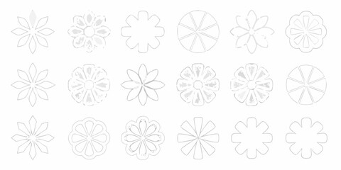 Collection of delicate floral outlines in a simple grayscale pattern