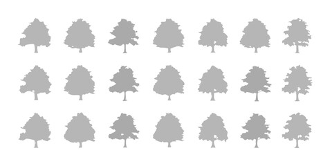 A collection of grey tree silhouettes arranged in a grid pattern