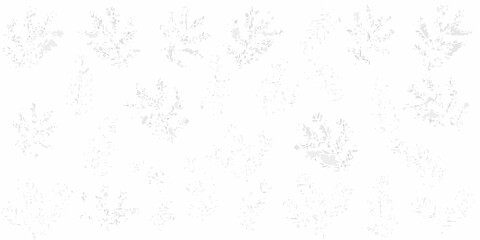 A pattern of grey paw prints scattered across a plain white background