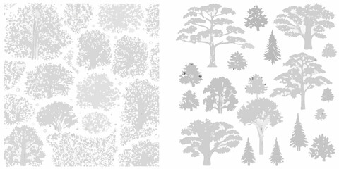 A side by side comparison of tree silhouettes dense forest versus individual trees © Titul