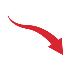 Graph going down sign with red arrows vector. Bar chart symbol icon with arrow moving down and sales bar chart.