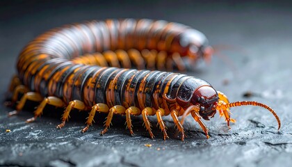 Obraz premium Giant centipede with detailed segments and legs against