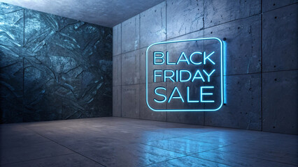 Black Friday Sale Neon Sign Background &ndash; Modern Blue Light Promotional Banner