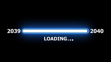 New year 2040 loading bar animation Year changing from 2039 to 2040.Loading bar from 2039 to 2040 new year transfer animation.Advance happy new year.