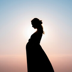 Pregnant woman in silhouette