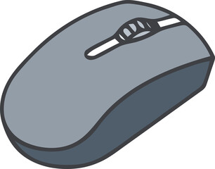 A simple gray computer mouse with a scroll wheel for navigation and input.
