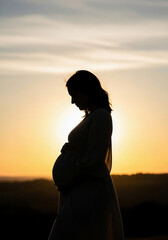 Pregnant woman in silhouette