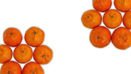 Fresh bright tangerines framing white copy space