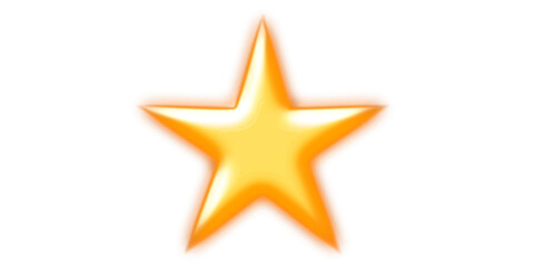 Obraz premium A vibrant golden five-pointed star with a glowing orange aura against a clean white background.