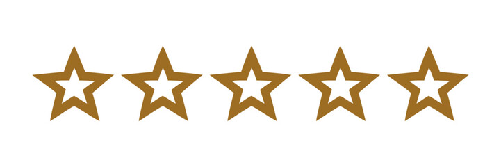 Fototapeta premium Five Gold Stars Rating Icon for Best Customer Review and Quality
