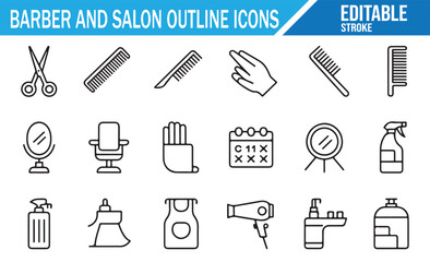 Salon accessories and barber tools vector icon set