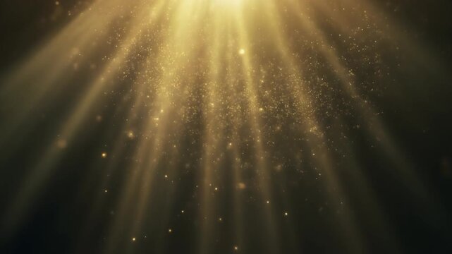 Ultra Slow Motion: Luminous Water Particles Rising, Catching Soft Golden Light Rays