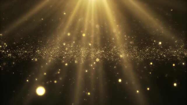 Ultra Slow Motion: Luminous Water Particles Rising, Catching Soft Golden Light Rays