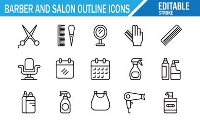 Hair salon and barber shop vector icon collection isolated on white
