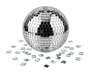 Disco dance party celebration nightclub event festive vibe isolated on transparent background