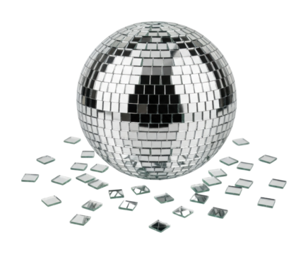 Disco dance party celebration nightclub event festive vibe isolated on transparent background - Powered by Adobe