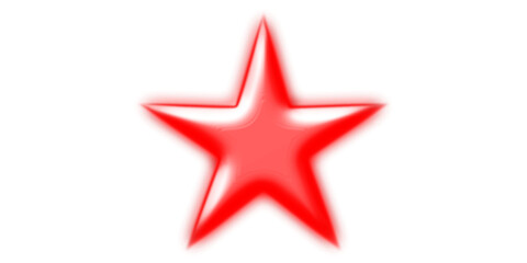 A vibrant red five-pointed star with a glossy finish and soft glow on a clean white background.