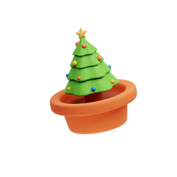 3D Christmas Tree Icon &ndash; Cute Minimal Holiday Decoration Illustration