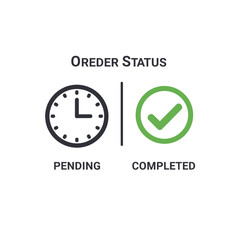 Order status icons showing pending and completed with clock and checkmark