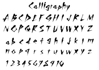 Sumi-e Calligraphy Alphabet and Numerals Collection