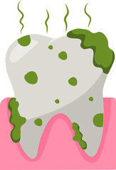 teeth with bacteria dental cavity problem vector illustration