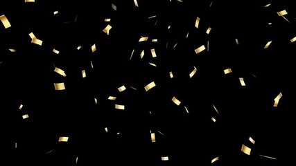 Gold confetti falling on transparent background. golden confetti slow motion overlay. confetti celebration 4k video. - Powered by Adobe