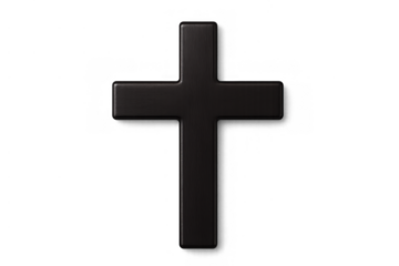 Black christian cross representing religion, faith, and spirituality, with a transparent background