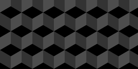 Abstract square dark black cubic square shape backdrop texture. cube geometric wall and floor vector diamond hexagon triangle wallpaper background.	
