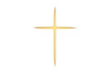 Golden light forming a crucifix on a transparent background, symbolizing christian faith, hope, and spirituality