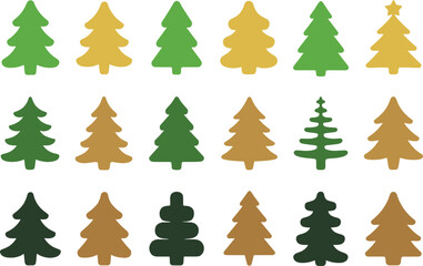 Fototapeta premium Ten simple black silhouette christmas trees festive holiday icons 