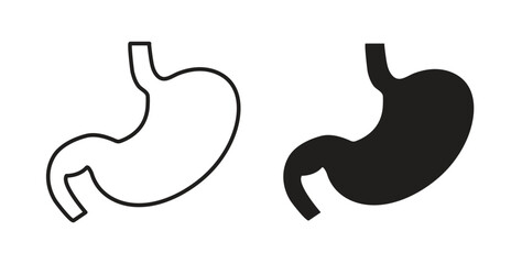 Fototapeta premium Stomach icon with glyph and line. black vector icons for Web UI
