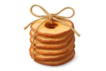 Stacked ring-shaped crackers tied with rustic twine bow, golden and crisp