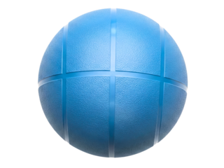 Blue textured rubber medicine ball for fitness and strength training on a transparent background