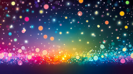 Vibrant Starry Sky Abstract Background with Bokeh Lights and Gradient Color Effects