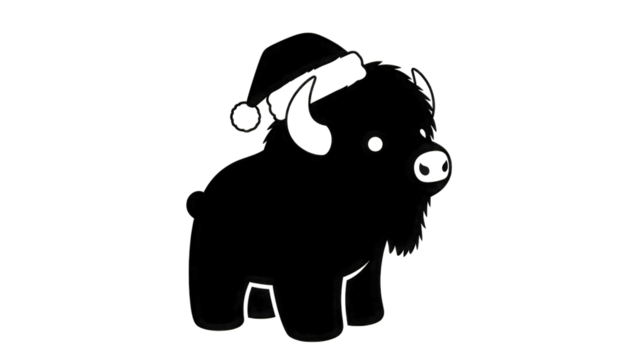 Buffalo wearing Santa hat isolated on a transparent background - Powered by Adobe
