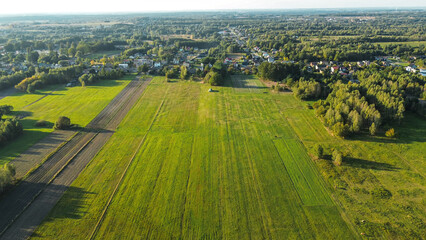 Scenic farmland patterns with autumn foliage