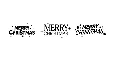 Merry Christmas text designs in black and white for holiday greetings © 123levit