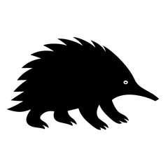 Echidna Silhouette Icon – Creative Minimal Black Vector on Transparent Background