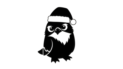 Cartoon Owl Wearing Santa Hat isolated on a transparent background 1