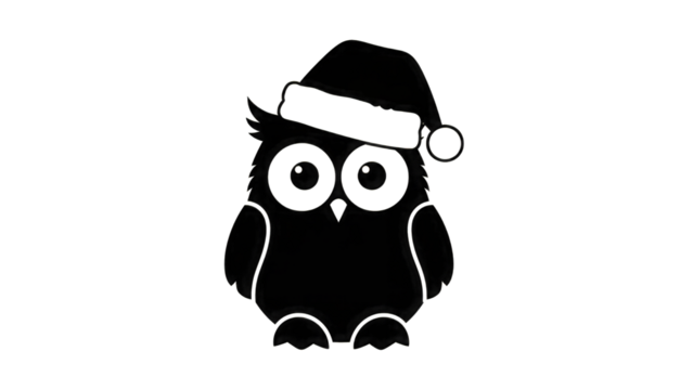 Cartoon owl wearing Santa hat isolated on a transparent background 2 - Powered by Adobe