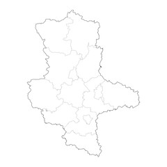 High Detail Vector Map of Saxony-Anhalt Germany with Districts and Political Boundaries Black Outline Isolated on Transparent Background (Sachsen-Anhalt Karte)