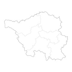 Obraz premium High Detail Vector Map of Saarland Germany with Districts and Political Boundaries Black Outline Isolated on Transparent Background (Saarland Karte)