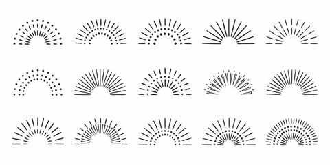 A series of abstract radiating arc shapes in a minimalist design