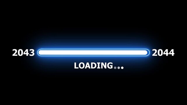 New year 2044 loading bar animation Year changing from 2043 to 2044.Loading bar from 2043 to 2044 new year transfer animation.Advance happy new year.